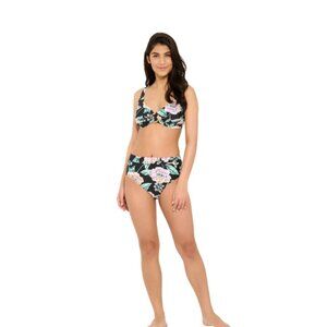 Freshwater Size Small O-Ring Floral Bikini Top Black Swim Suit Vacation Beach